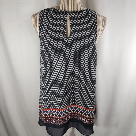 Max Edition Red White Blue Sleeveless Keyhole Back Neck Tunic Top Size Medium - Picture 5 of 10